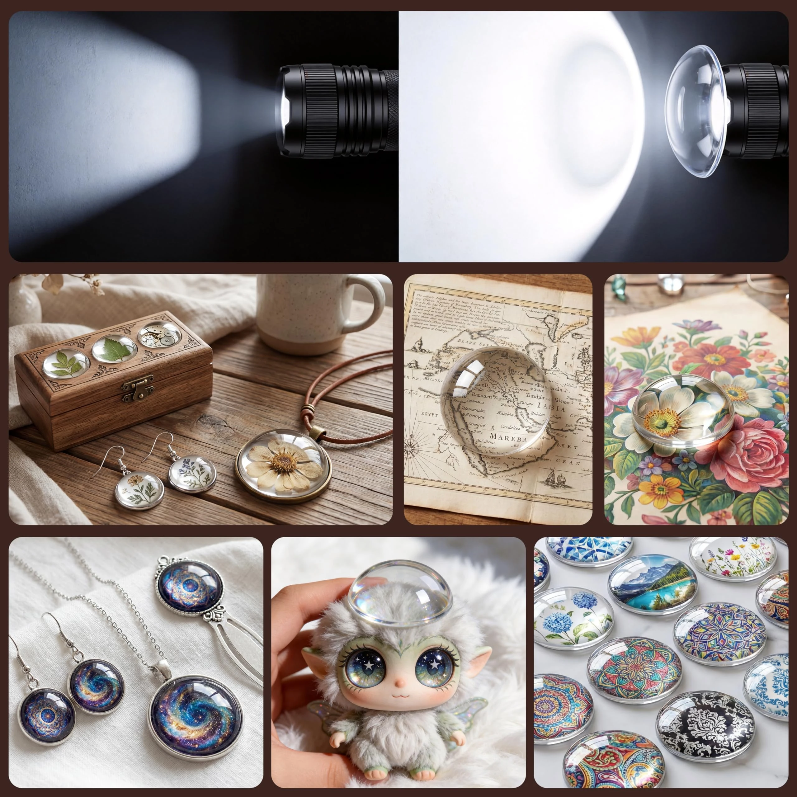 6-50mm Runde Klare Glaskuppel-Cabochons, Nicht Kalibriert, für Schmuckherstellung, Foto-Cameo-Anhänger, Halsketten, DIY-Bastelarbeiten – Detail 6
