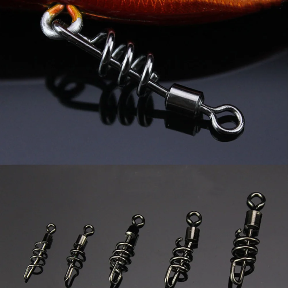 10X Fishing Rolling Swivel With Screwed Snap Fishing Lure Connector Stainless Steel Quick Buckle FishingAccessories