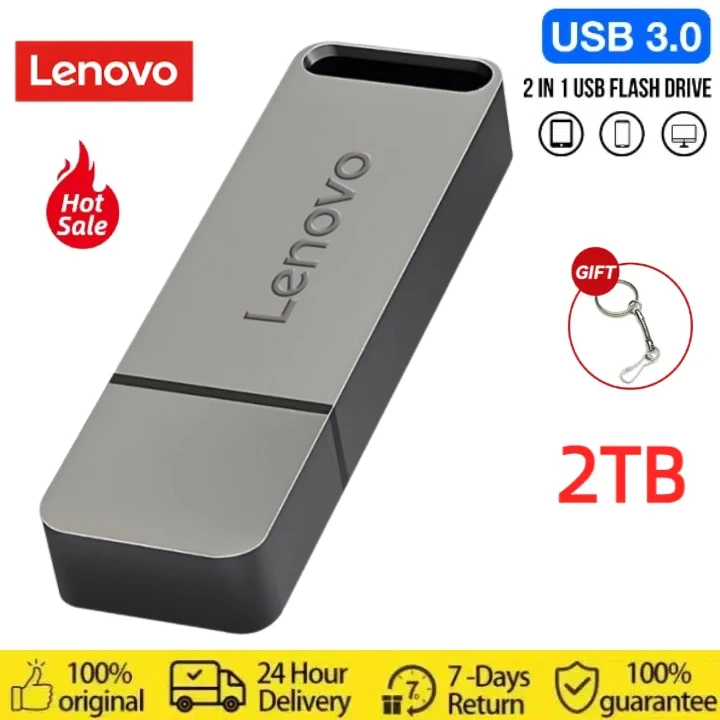 Lenovo 2TB USB Flash Drives USB3.0 High-Speed Pen Drive File Transfer U Disk 512G 1T Metal Waterproof Memoria USB Memory Drives