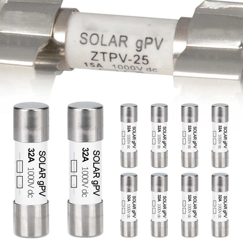 Photovoltaic Fuse PV Fuse 10x38mm Quartz Sand Filling 32A Rated Current 33kA Breaking Capacity For PV Module Protection