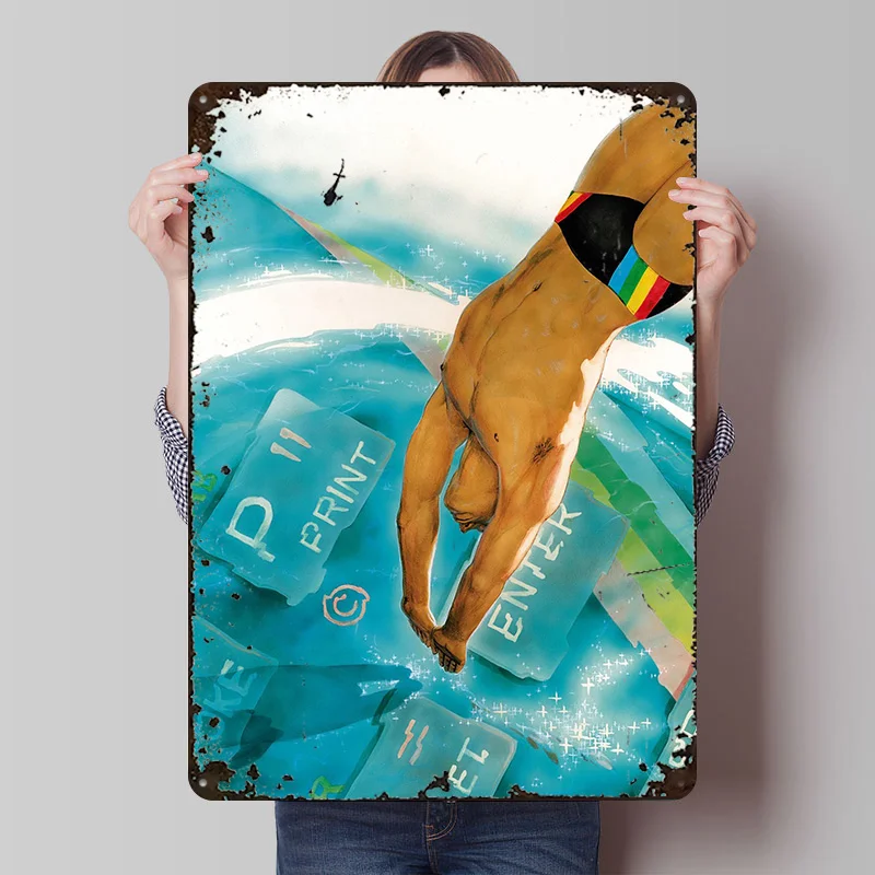 CRASH Magazine Issue 8 - The Diver Wall Art Metal Sign Sports Poster Retro Customized Tin Plaque for Man Cave Decor Coffee Bar