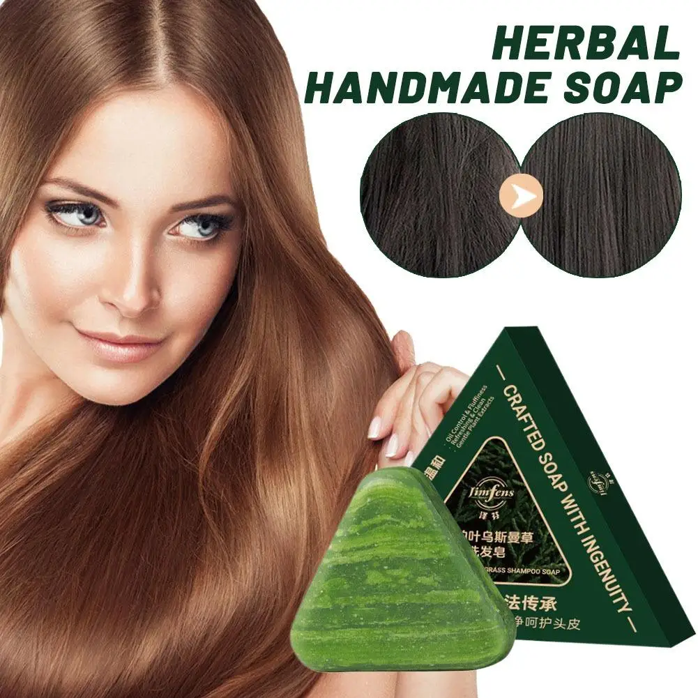 Reduce Breakage Handmade Solid Volumizing Shampoo Anti-hair Loss Shampoo Bar! With Platycladus Usnea Herb Controls Oil Dandruff