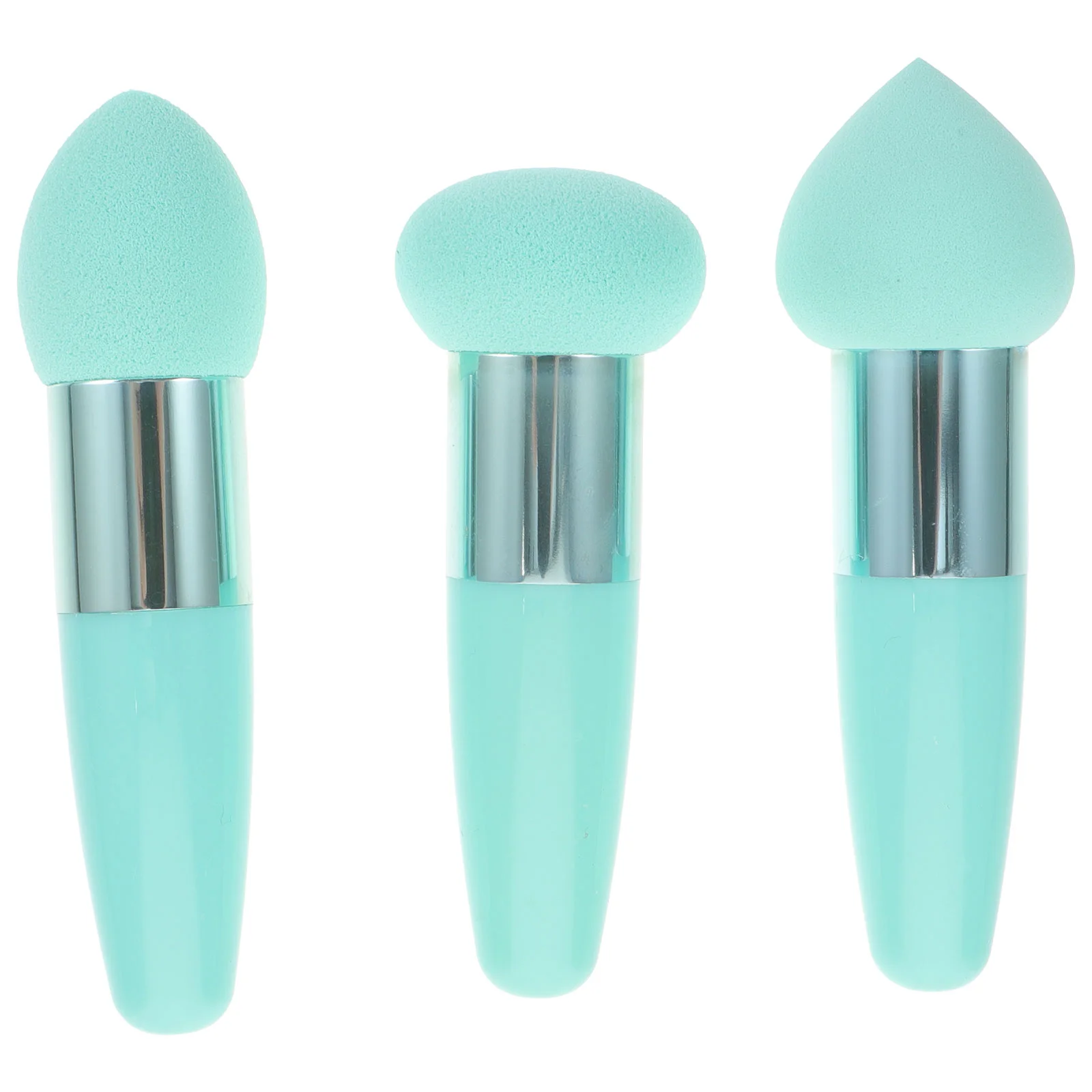 

3 Pcs Little Mushroom Makeup Pen Portable Sponges Clear Bag Brush Beauty Handheld Small Wet Dry Pens