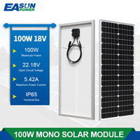 EASUNPOWER Monocrystalline Glass Solar Panel 100W 18V Photovoltaic Panel Solar Cell Solar Home System 12V 24V Battery Charging