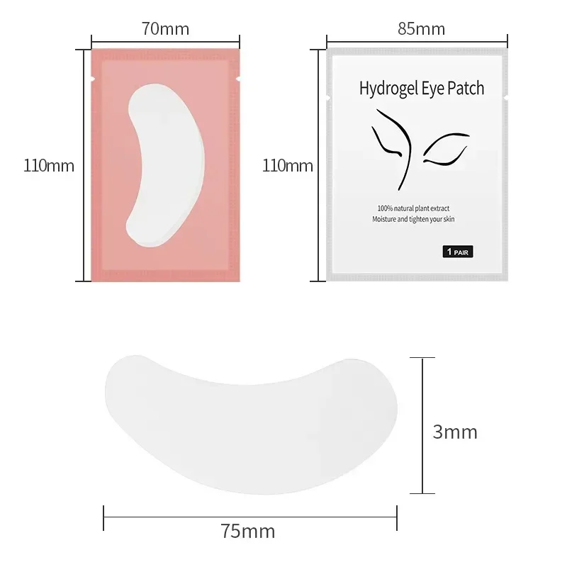 100Pairs Eyelash Extension Patch Hydrogel Patches Makeup Lash Extension Under Eye Patch Pad Eyelash Gel Lash Pads Patches