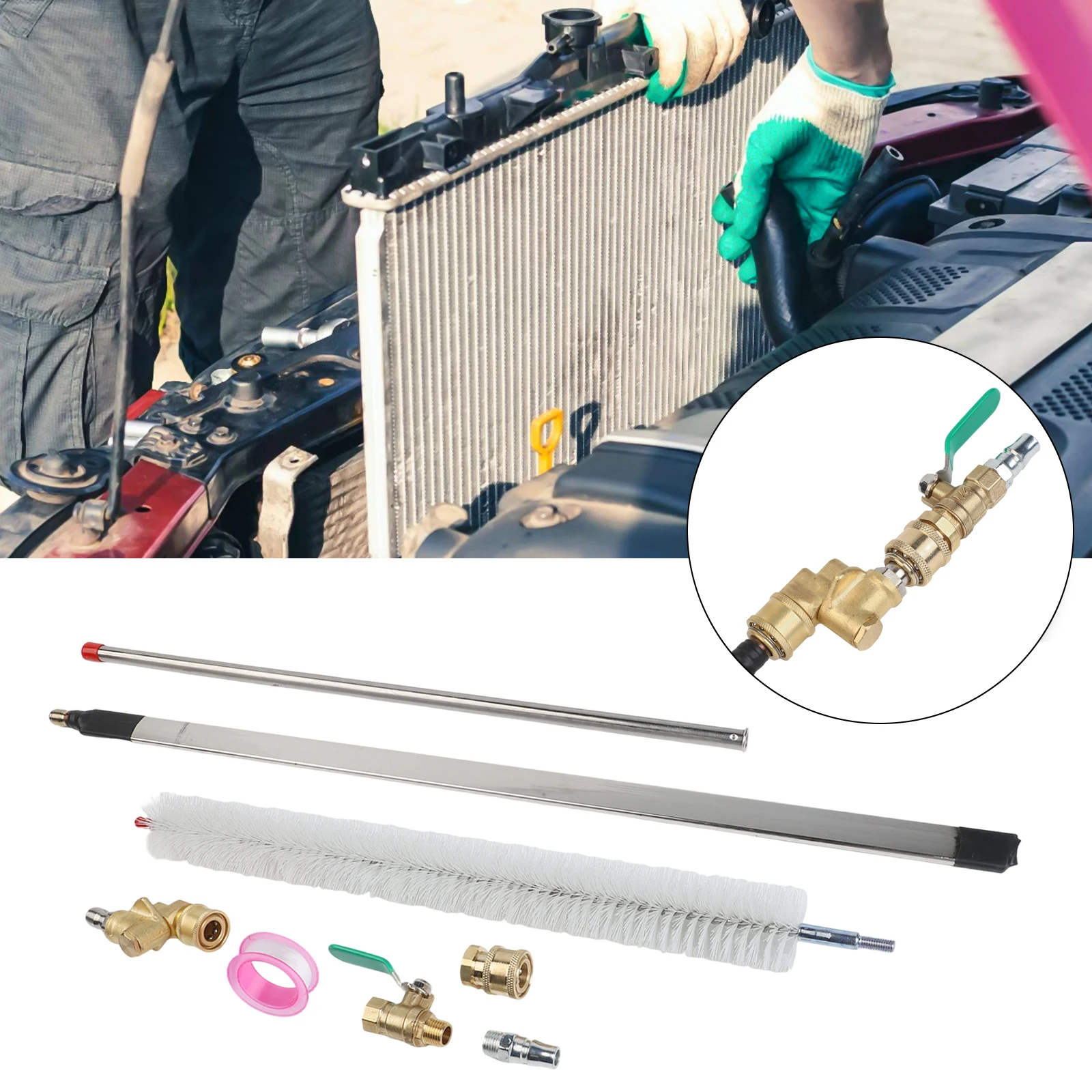 

Инструмент для чистки автомобильного радиатора, щетка для чистки и два быстроразъема 1/4 дюйма, инструменты для чистки домашнего радиатора