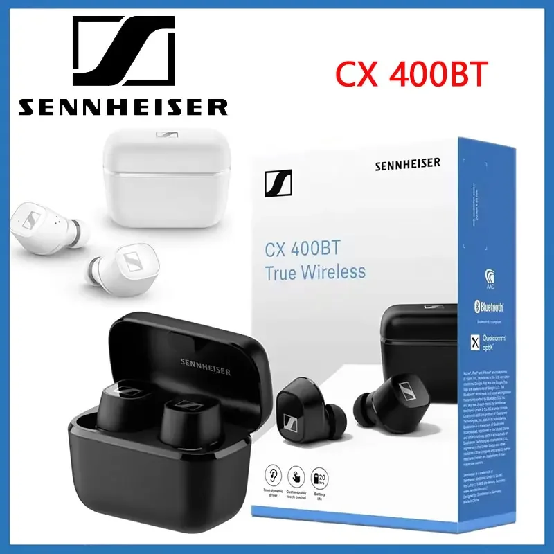 

Беспроводные наушники Sennheiser CX 400BT True Wireless с активным шумоподавлением, Bluetooth 5.1, aptX HiFi Sound, IPX4, спортивные наушники