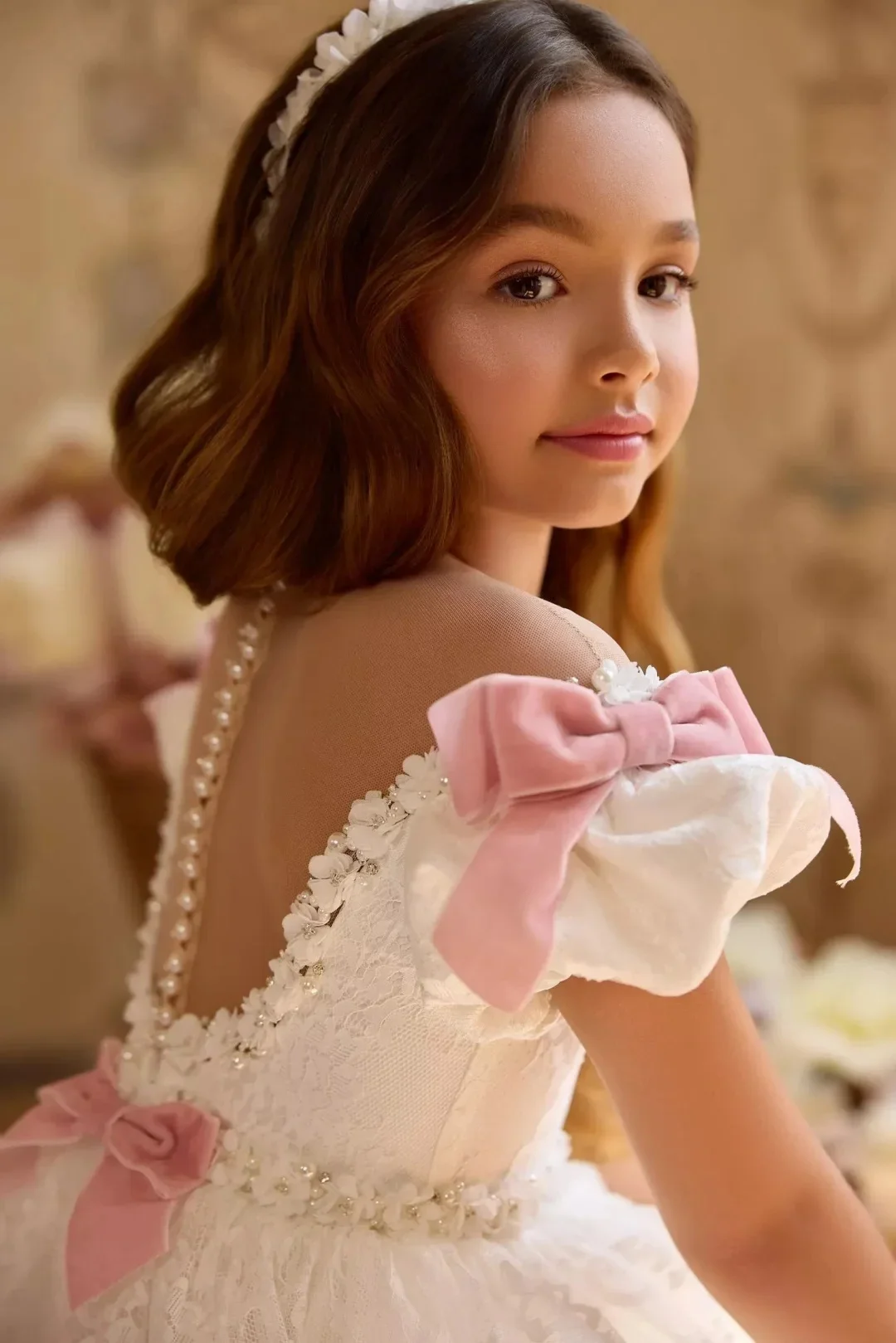 Princess Flower Girl Dresses for Wedding Off Shoulder Floor Lenght Kids Birthday Party First Communion Ball Gown Custom