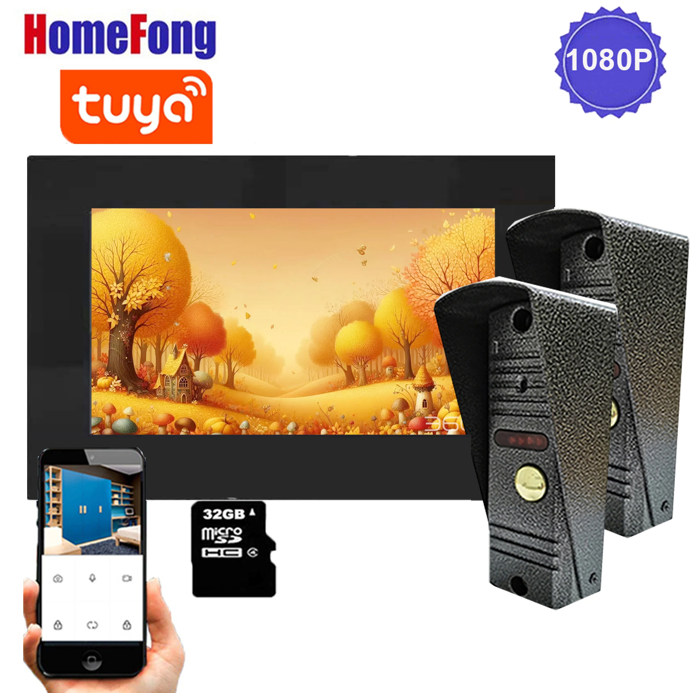 Homefong  7 Inch 1080p Video Intercom Wifi Wired Video Door Phone Doorbell Camera Tuya Smart Unlock Remote Control Villa