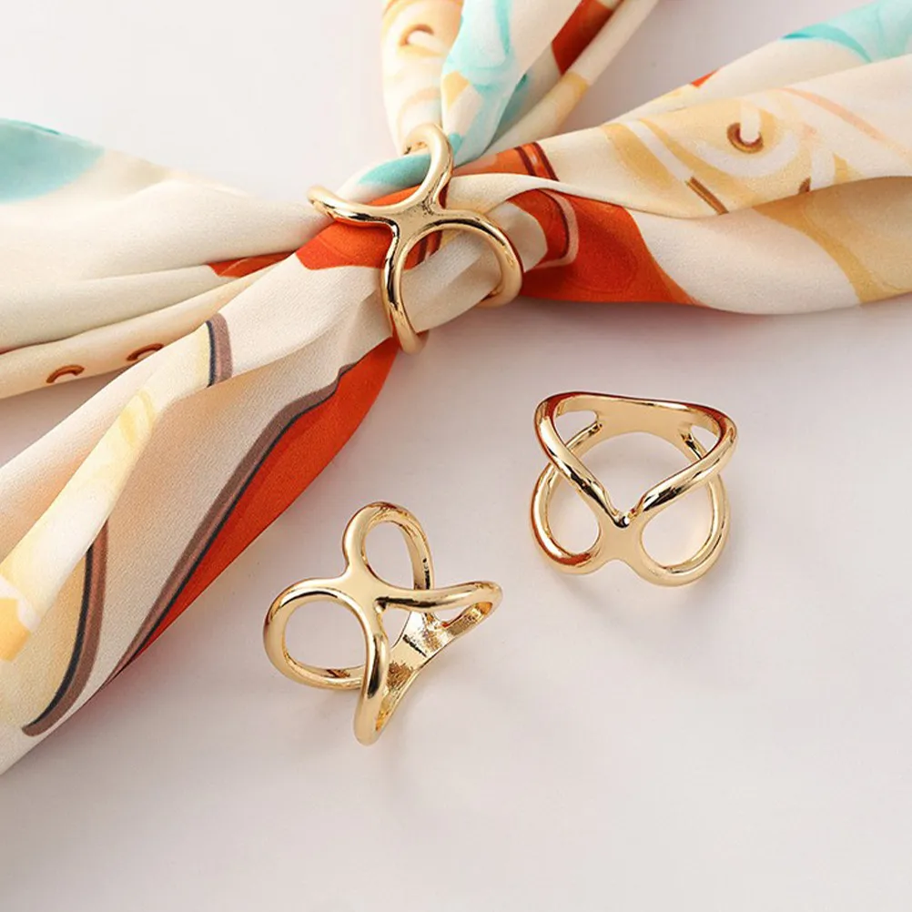 

3Pcs X-Shaped Scarf Ring Clip Set Silk Buckle Scarf Clasp Holder for Shawls Neckerchief Clothing Ring Secure Stylish Accessory
