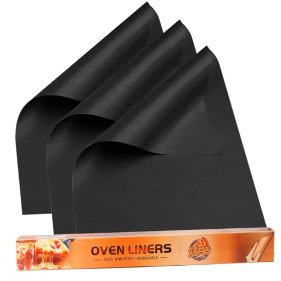 

3 Pack Nonstick Oven Liners for Bottom of Oven, Reusable - Heavy Duty Large Teflon Mats 16x 24", Easy to Clean - Electric Gas O