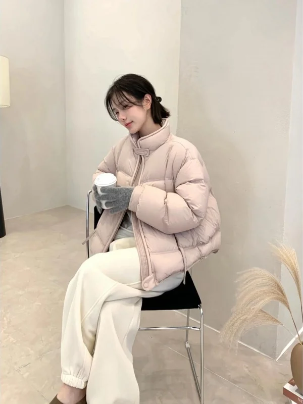 

Уютное хлопковое пальто в корейском стиле с воротником-стойкой, высококачественное повседневное теплое пальто с длинными рукавами для женщин