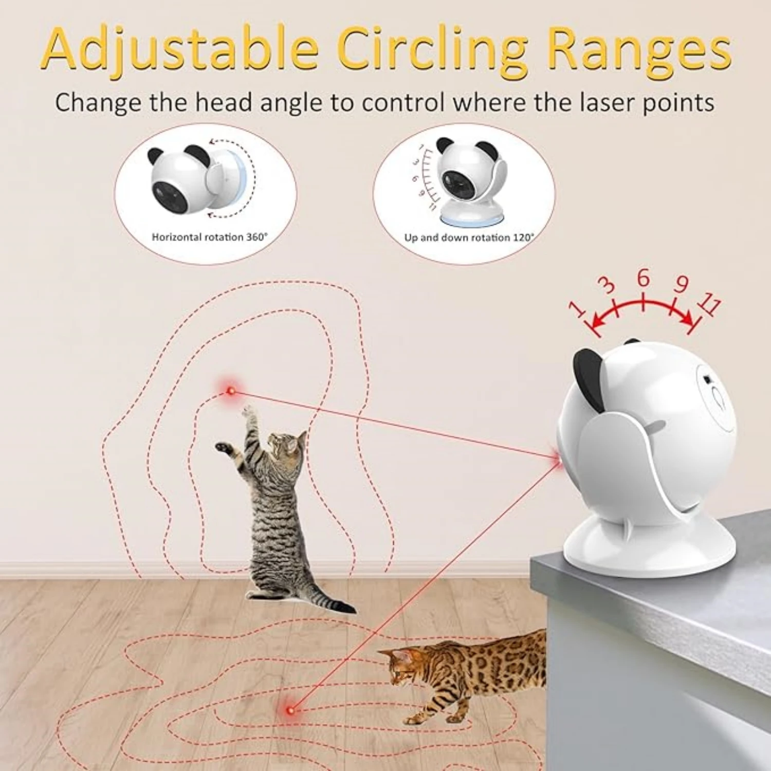 

Hamaileon Laser Cat Toys for Indoor Cats,Truly Random Trjajectory, Suction Cup Design, Run Quiet, Interactive Cat Toy Automatic