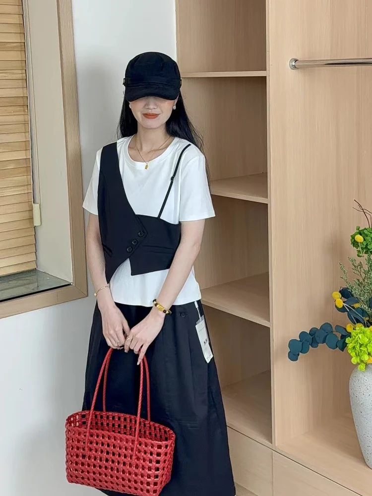 

Faionable Color Blo ort Sve T-irt Women's Summer New Sle Casual Design Sensation Small ence Fem Top