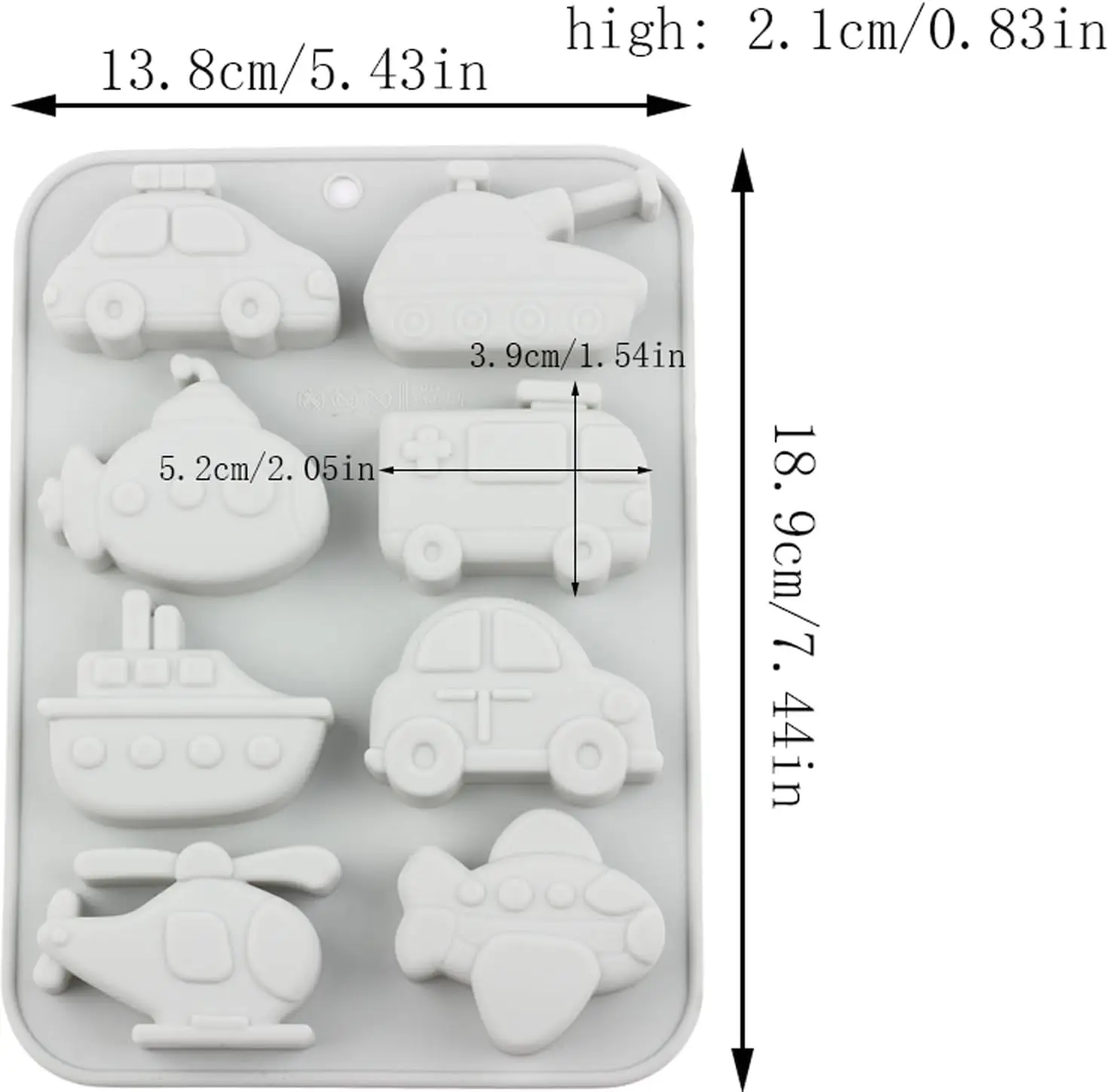 8 Cavity Transportation Theme Silicone Molds Car Airplane Ship Shaped Candy Mold for Candy Chocolate Baking Accessories