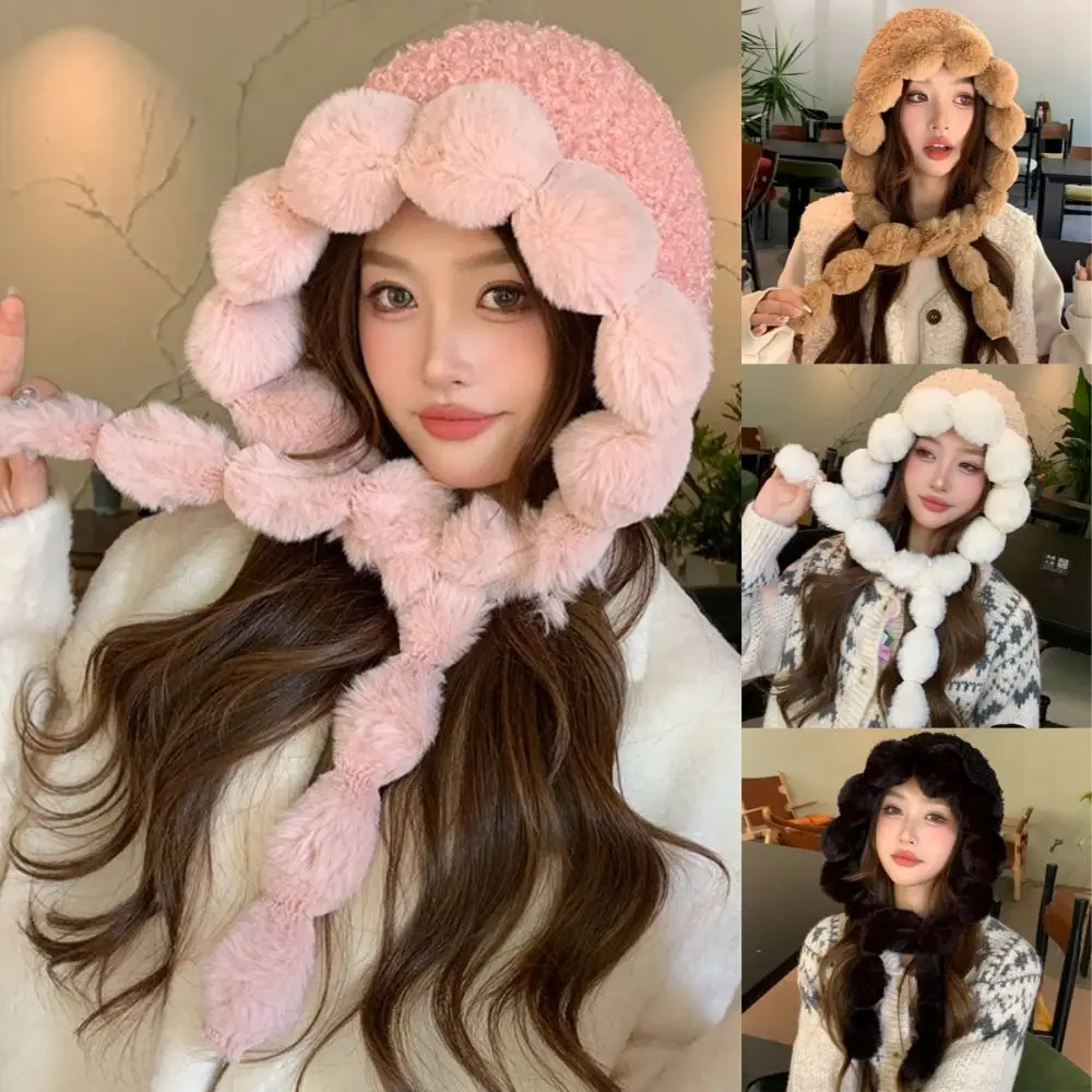 Cloud Plush Knitted Hat Ear Protector Windproof Northeast Lei Feng Hat Cold Resistant Lamb Hair Cycling Cold Hat Unisex