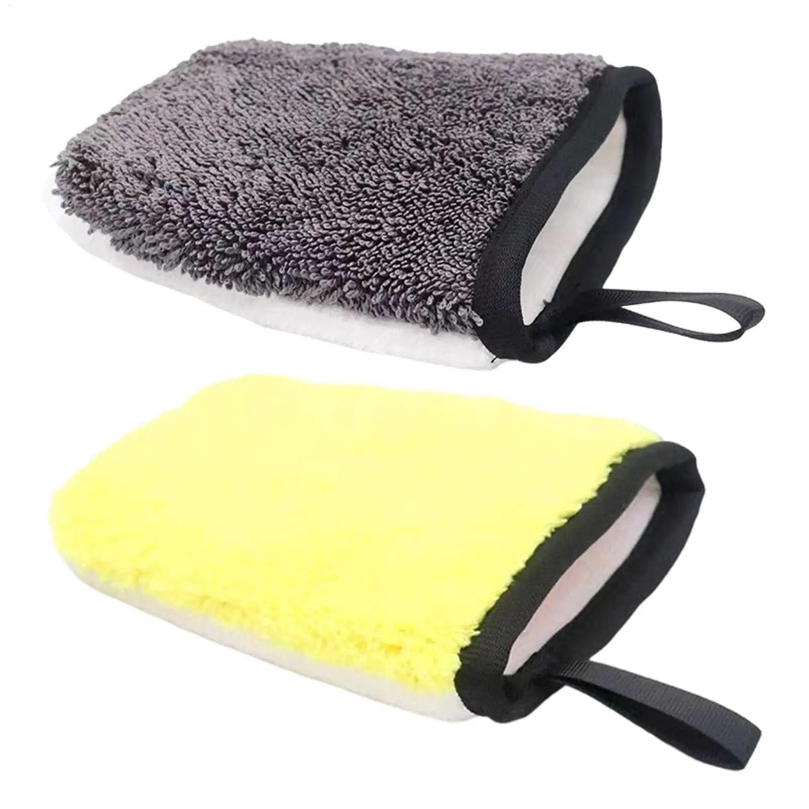 Microfiber Mitt for Cars Dual-Sided Reusable Detailing Cleaning Brush Microfiber Wash Mitts for Auto Automotive RV Boat