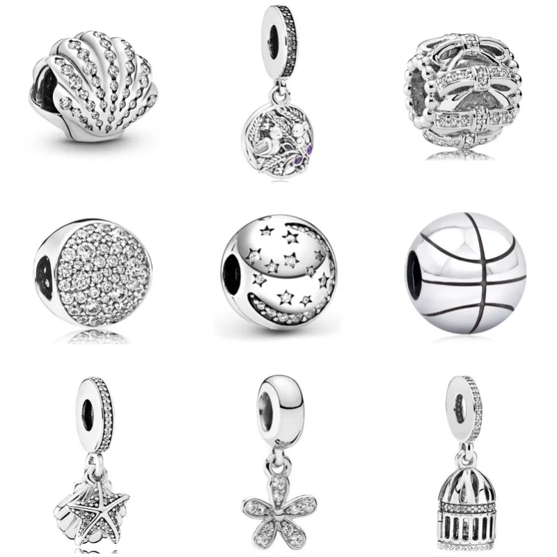 New Silver Platedr Diamond Pendant Alloy Robot Hollow Charm Beads For Pandora DIY Bracelet Necklace Jewelry Accessories Gifts
