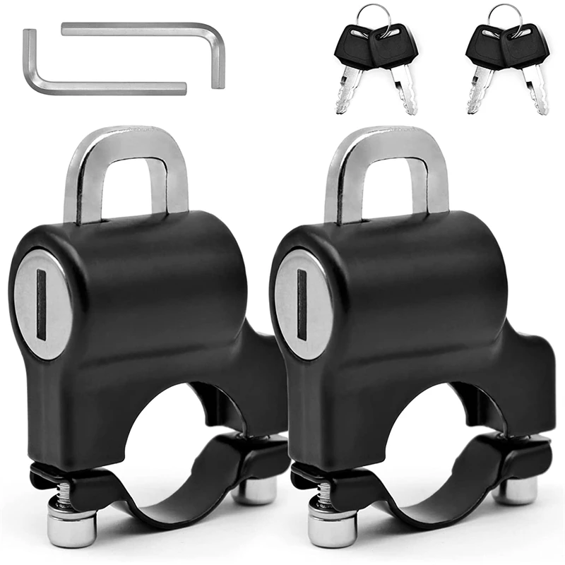 1-2Set Motorcycle Helmet Lock Anti-theft Universal Handlebar Mount Security Metal Lock 22mm-26mm with Key for Electric Motorbike