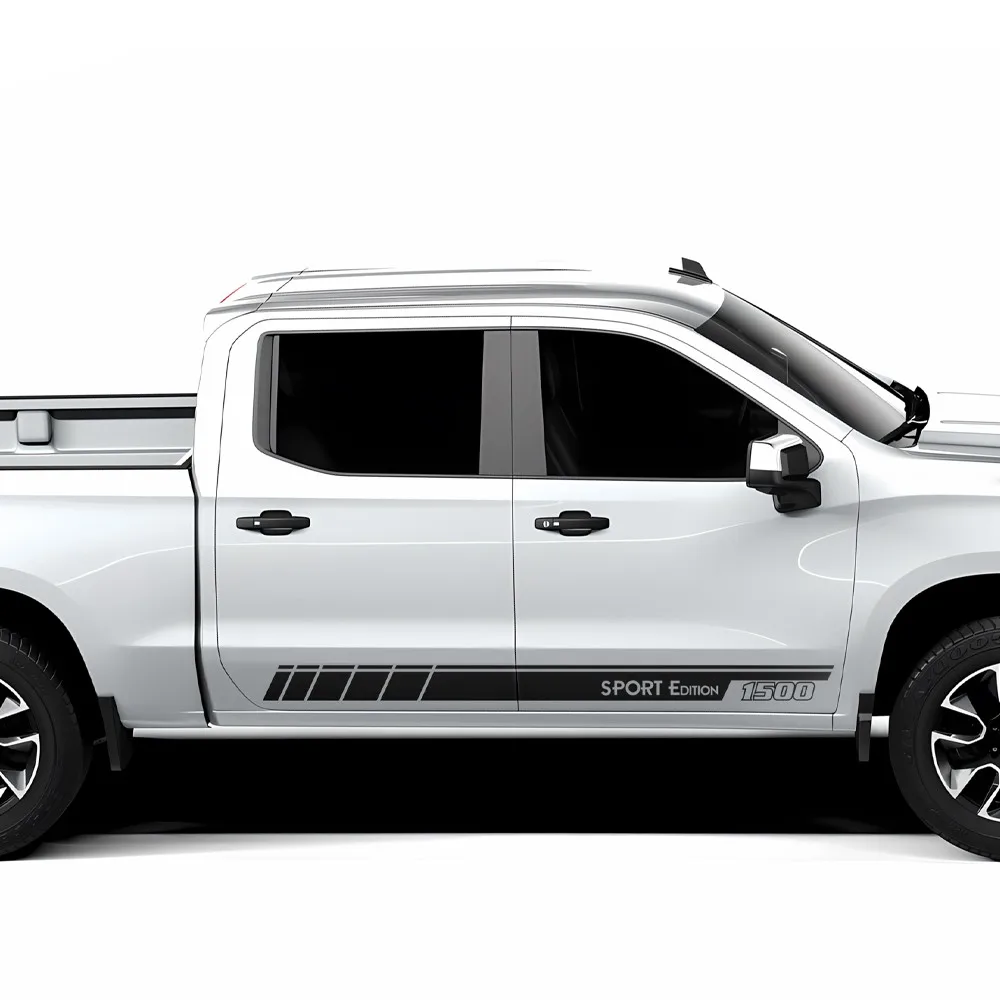 

Комплект из 2 графических наклеек на боковые двери автомобиля, спортивные наклейки для Chevrolet Silverado 1500 1500HD, гоночные полосы, аксессуары