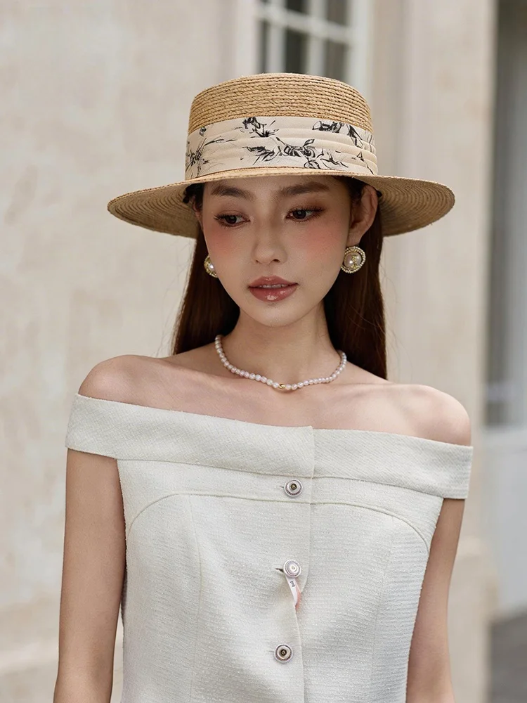 retro-laffey-straw-flat-brim-floral-cloth-belt-decorative-travel-photography-versatile-ladies-sunshade-flat-top-hat