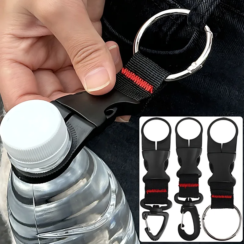 Outdoor Waterbottle Buckle Hook Nylon Webbing Buckle Hook Climb Carabiner Belt Backpack Hanger Camp Water Bottle Holder Clip