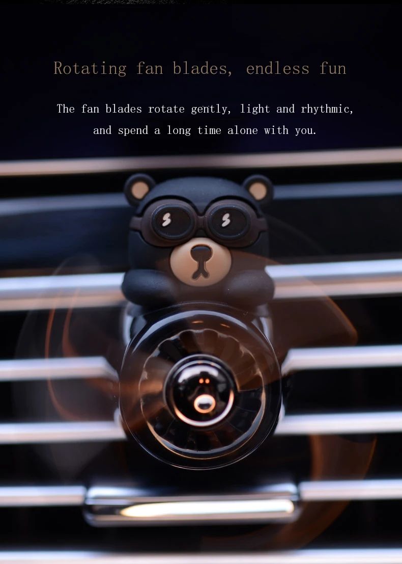 Car Air Freshener Auto Outlet Perfume Car Perfume Diffuser Clip Fresh Vent Bear Pilot Rotating Propeller Outlet Fragrance