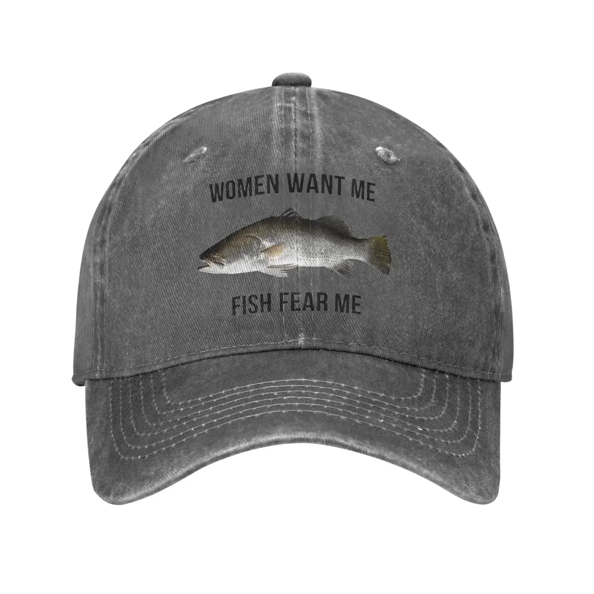 Women Want Me Fish Fear Me Casual Baseball Cap  Hunting Camping Trucker Hat Summer Wholesale Unisex-Teens Classic Snapback Cap