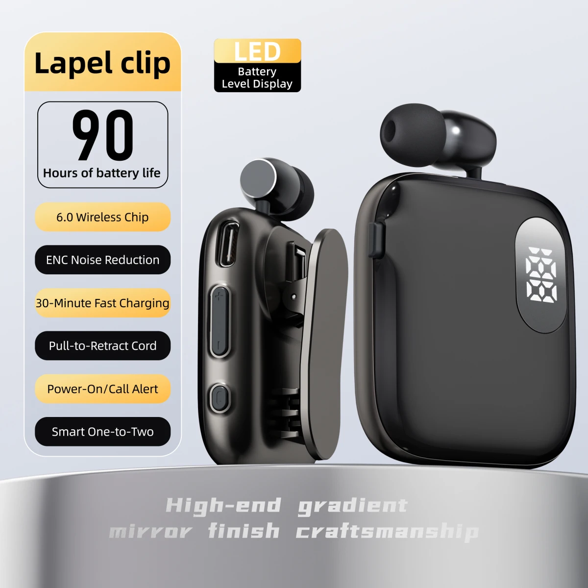 K91 PK F920 R11  lavalier V6.0 Bluetooth Noise Canceling 90h playtime music LED Power Display Retractable  Earphone for Meeting