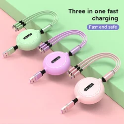 3 In 1 Retractable USB Cable  Fast Charging Data Cord For Iphone Samsung Huawei Xiaomi Multi Port Multiple Charging Wire