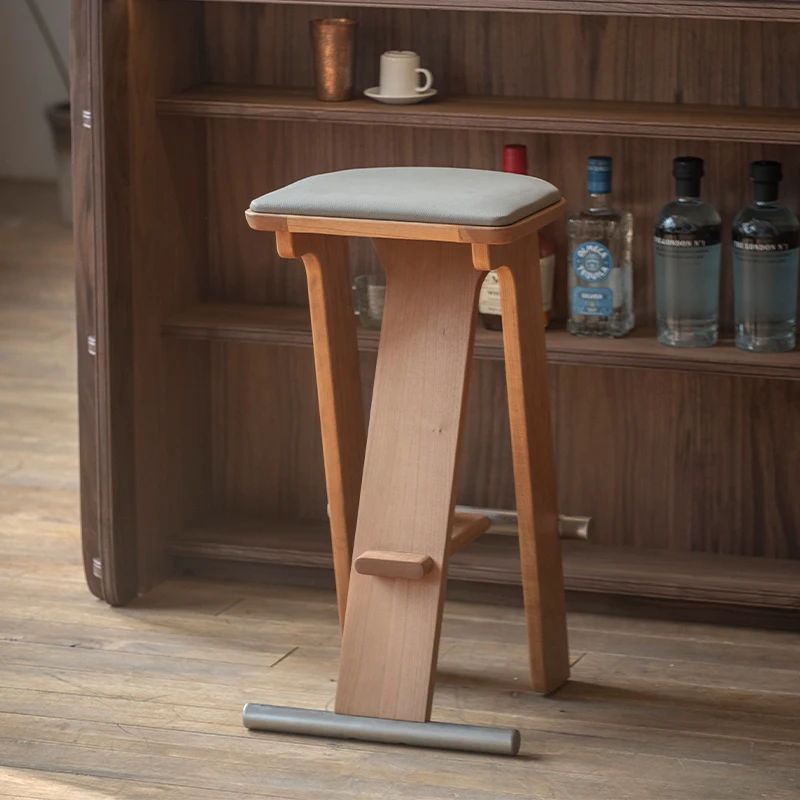 

Parallel bar bar stool, solid wood high stool bar stool simple modern medieval original design