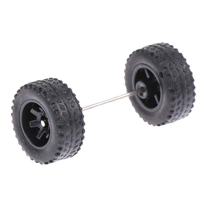 4pcs عجلات طراز التحكم عن بُعد متينة لـ 1/64 شاحنات Diecast مع محاور قضيب مستديرة