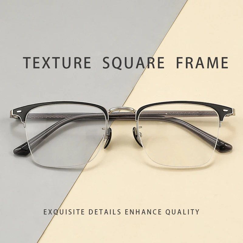 HONGMEI Handsome Half Frame Glasses Black Eyebrow Myopia Prescription Glasses Optical Frame Men's Retro Glasses Frame 888