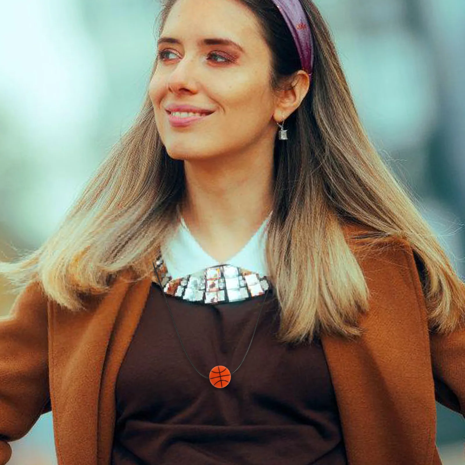 

Striking Sports Charm Necklace For Men Women Stylish Basketball Pendant Chain Decorative Jewelry