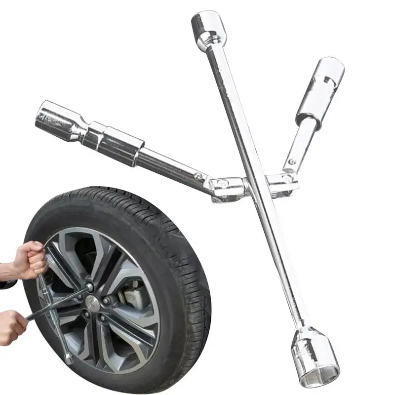 

Folding Lug Wrench Wheel Wrench Tire Repair Tools 4-Way Nut Remover Auto Socket Spanner Cars Trucks Tire Lug Remover Hand Tools