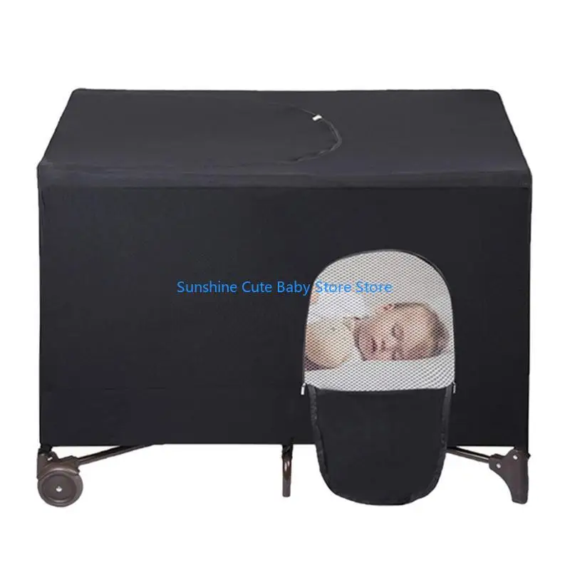 

C5AF Convenient Crib Cover Tent Sunshade with Breathable Fabric and Light Blockage Features for Travel Families Black