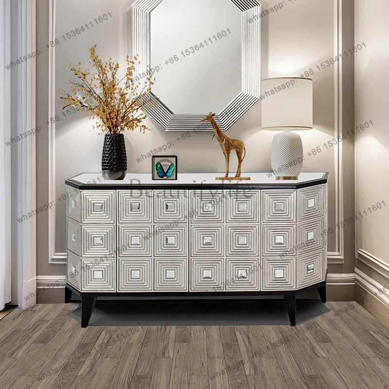 

American light luxury entrance cabinet, modern villa high-end solid wood dining side cabinet
