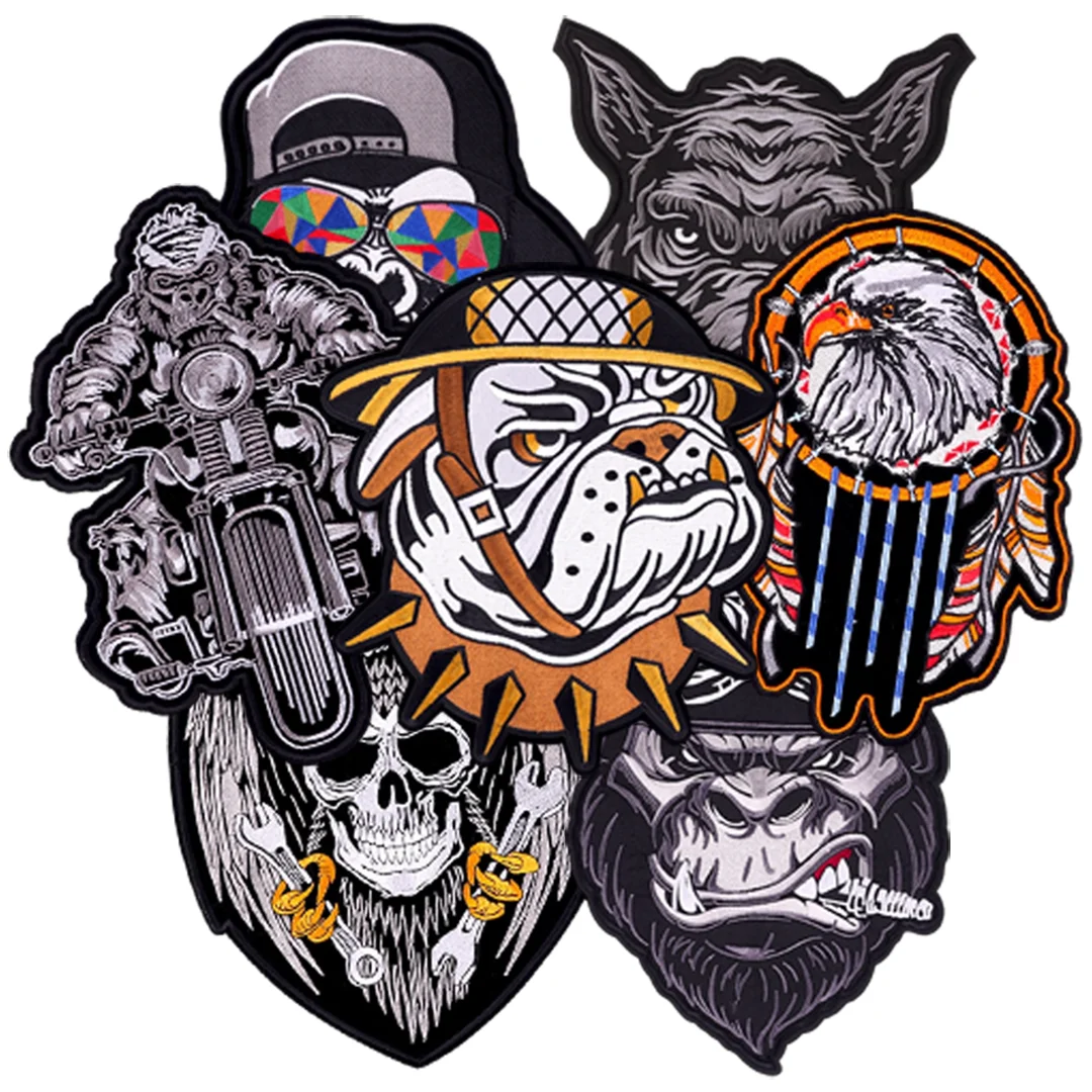 

Большая нашивка с вышивкой животных мотоцикла Горилла, Ореллон Панк, железная нашивка для курток и жилетов