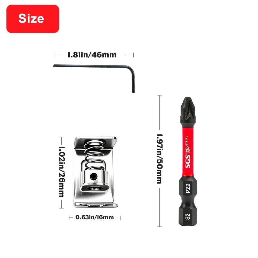 7/12/22-Piece Set Pz 2m Phillips Screwdriver Bit Set 50mm S2 Steel Magnetic Impact Bits with Spring-Loaded Bit Holder and Mini L-Shaped Hex Wrench