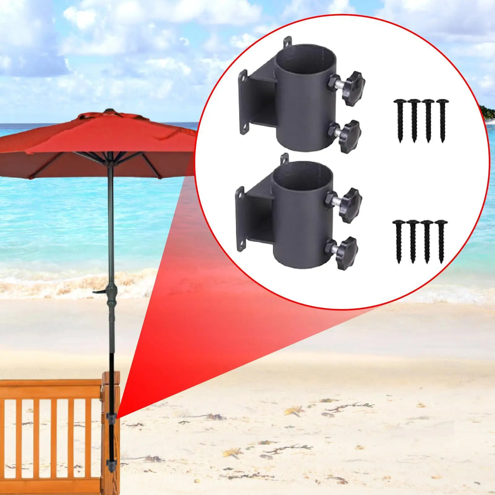 

2x Deck Umbrella Mount Patio Umbrella Holder Base Anti Slip Easy Installation