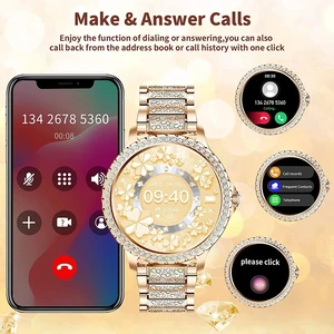 Luxury Gold Smart Watch for Women, Heart Frequency, Blood, Oxygen, Sleep Monitoring, Diamond Bracelet, called Bluetooth, SmartWatch for Ladies, Fashion 6 Main Sales Smartwatch Gold - №5