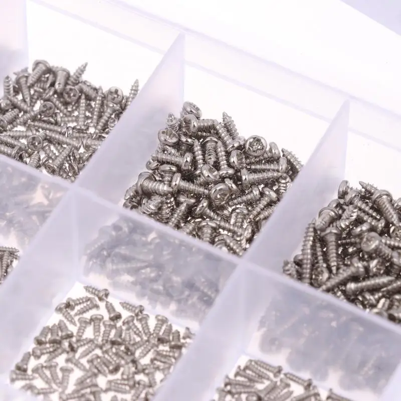 600/1200Pcs Carbon Steel Mini Crosshead Metal Screws Classification Kit Miniature Self-tapping Screws DIY Metal Screws Hardware