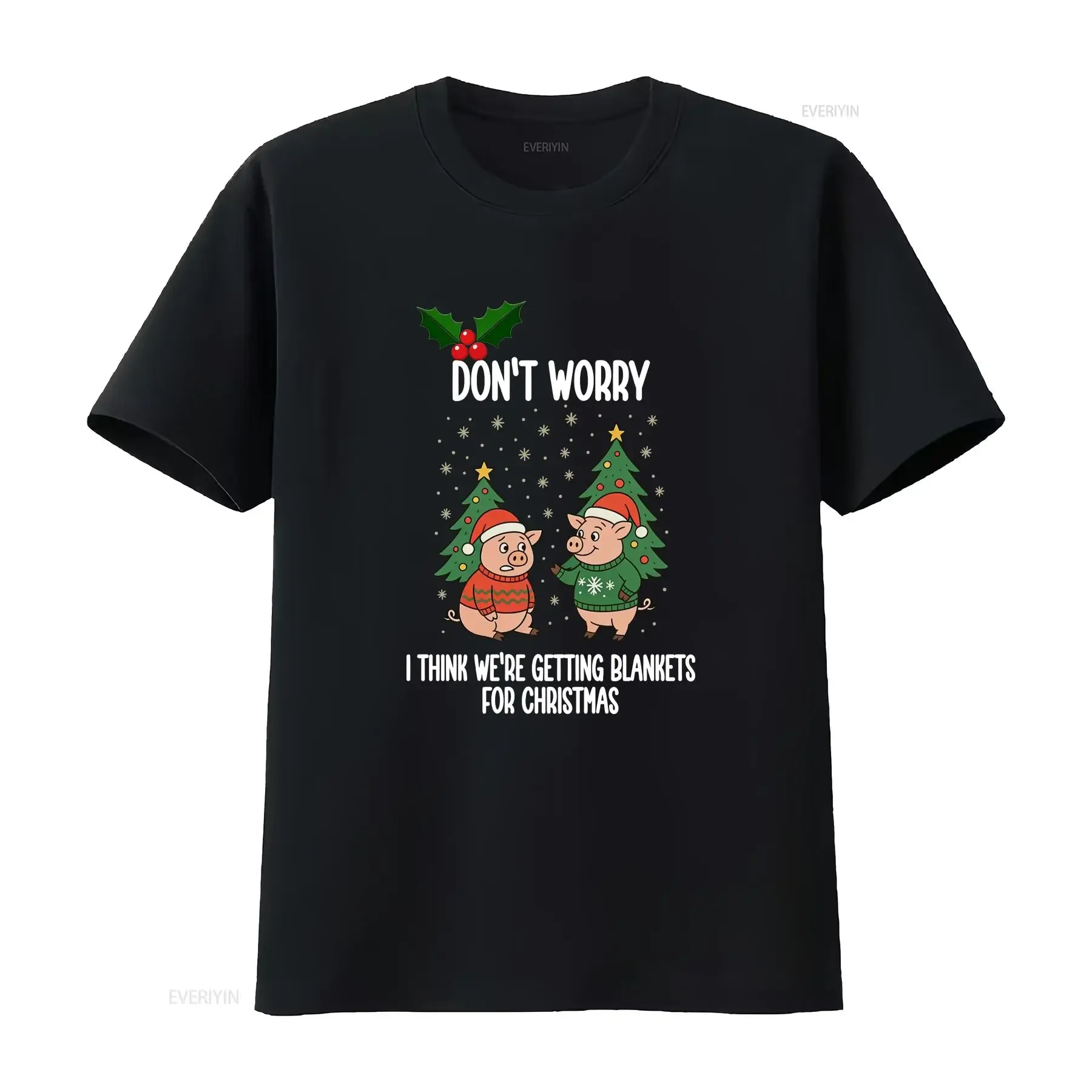 Pigs in Blankets Christmas T Shirt Funny Holiday vintage Washed Soft fashion Versatile Stretched Casual Slightly homme