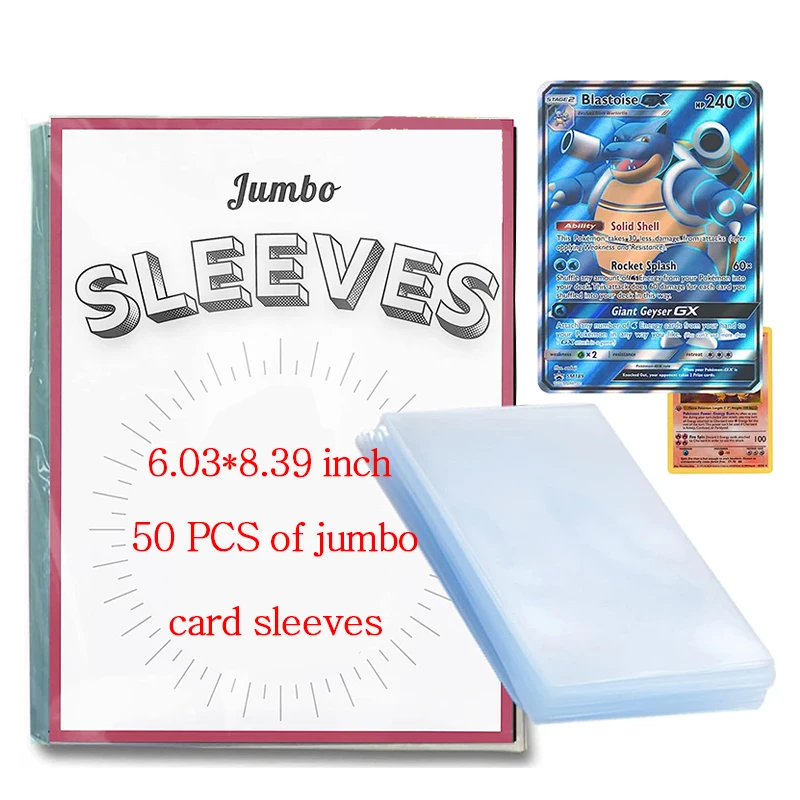 50PCS Jumbo Cards Sleeves For 15*21cm Big Size Vmax Vstar Oversized Charizard Rainbow Card Protector Holder Folder Transparent