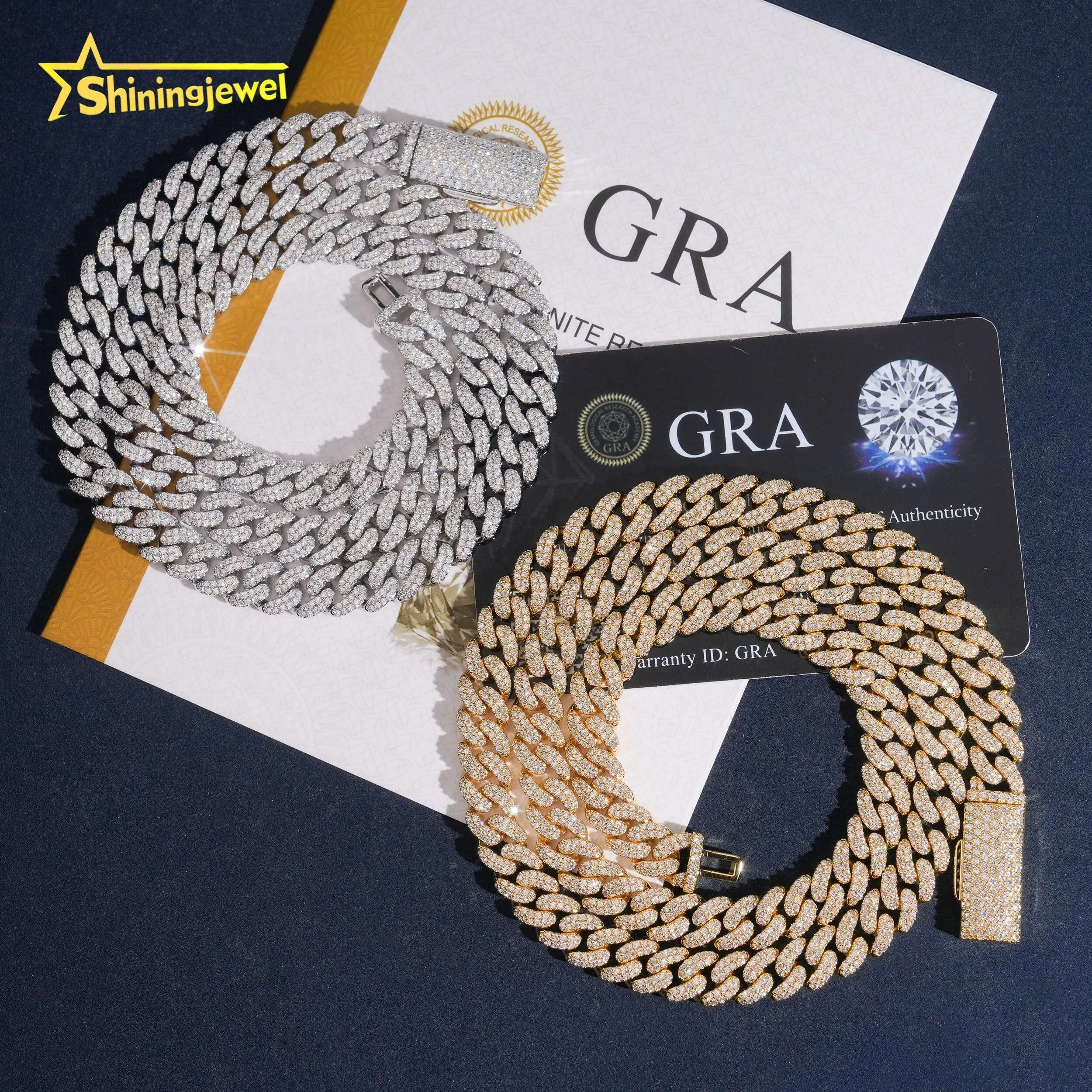 Pass Diamond Tester 18k Gold Plated Hip Hop Iced Out Moissanite Iced Out 8mm Brass Cuban Link Chain...