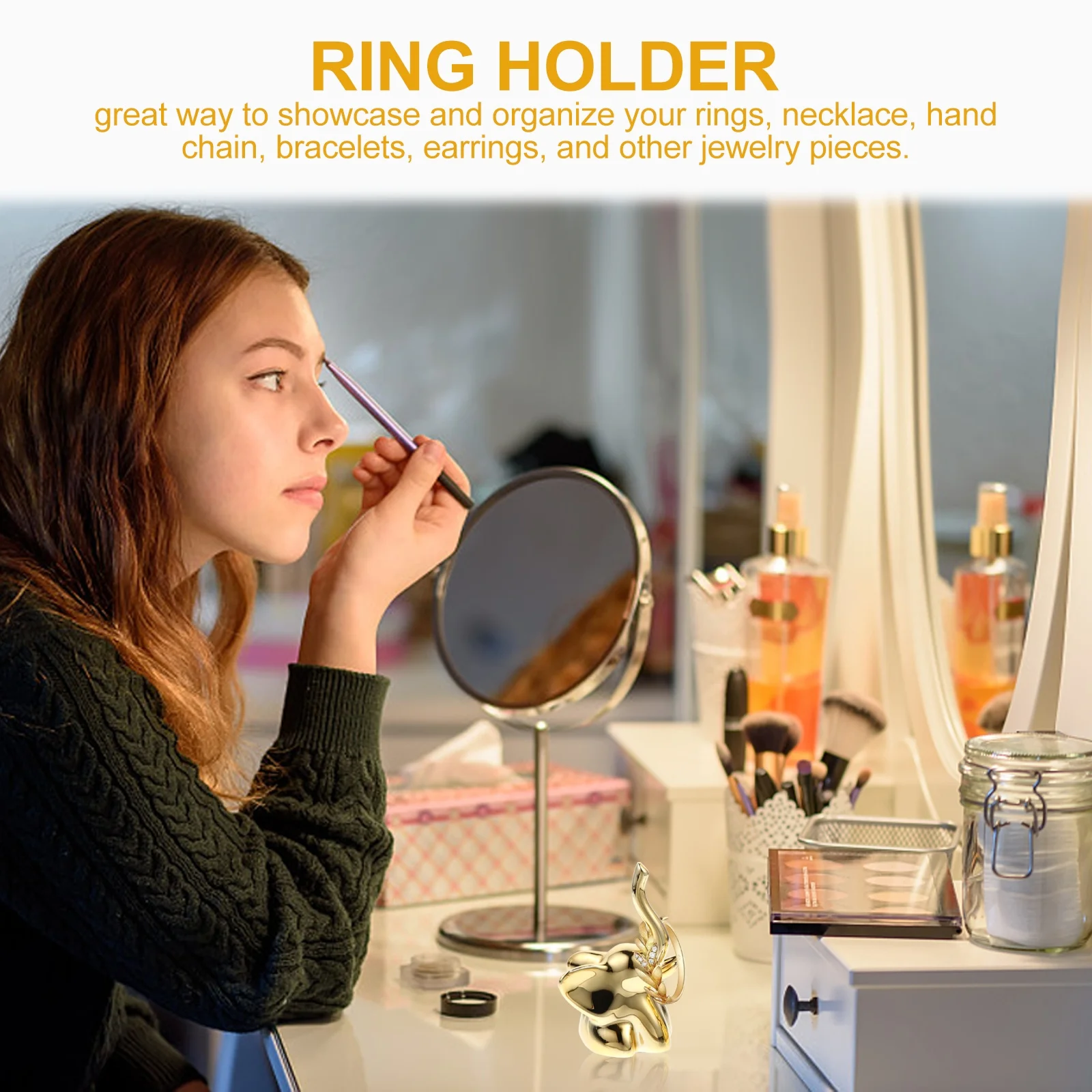 

1Set Jewelry Holder Ring Storage Stand for Women Gift Room Nightstand Vanity Decor Accessory