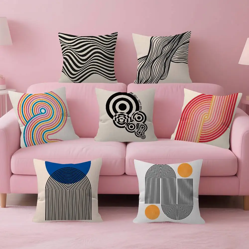 Abstract Bauhaus Style Double-sided Printed pillow cover Short plush Suitable living rooms bedrooms sofas throw cushion cover