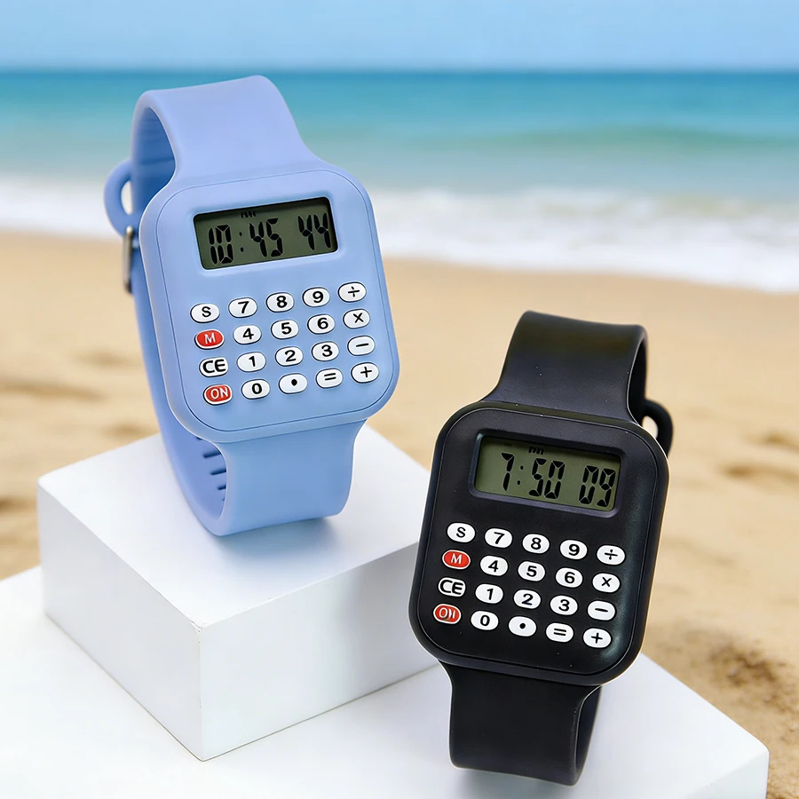 2pcs Children Watch with Calculator Function LED Digital Watch Sports Electronic Watch for Boys Girls Kids Student Gift Clock