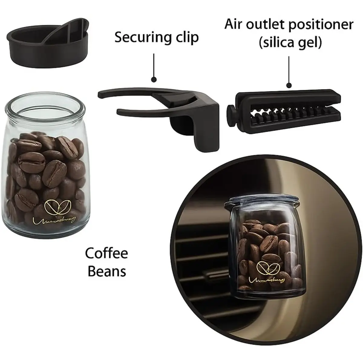 2026 New Coffee Bean Car Air Freshener - 2 Bottles Aromatherapy Diffuser Set Long-Lasting Perfume Natural Coffee Aroma(Latte)