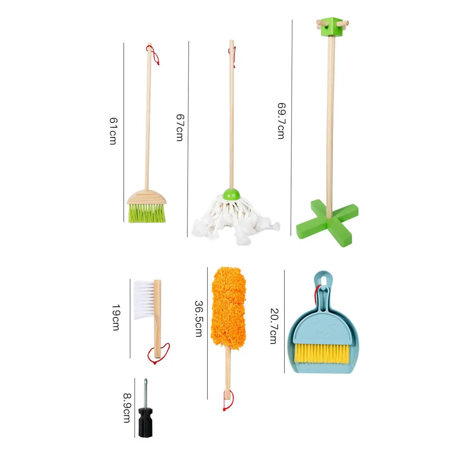Zestaw do sprzątania dla dzieci, zabawka edukacyjna do zabawy w sprzątanie domu, miotła, mop, miotełka, szufelka, szczotka i stojak dla chłopców i dziewcząt.